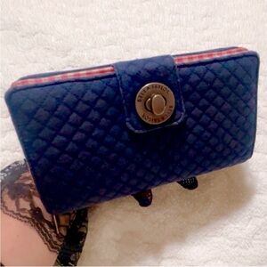Bella Taylor Navy Quilted Wallet. RFID  8” x 5”